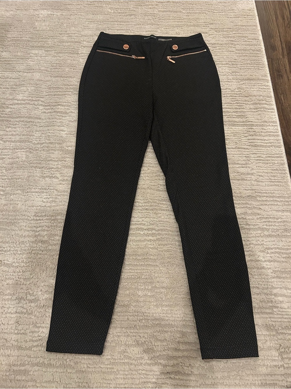 Ivanka Trump Black Skinny Dress Pants with Gold Accents
